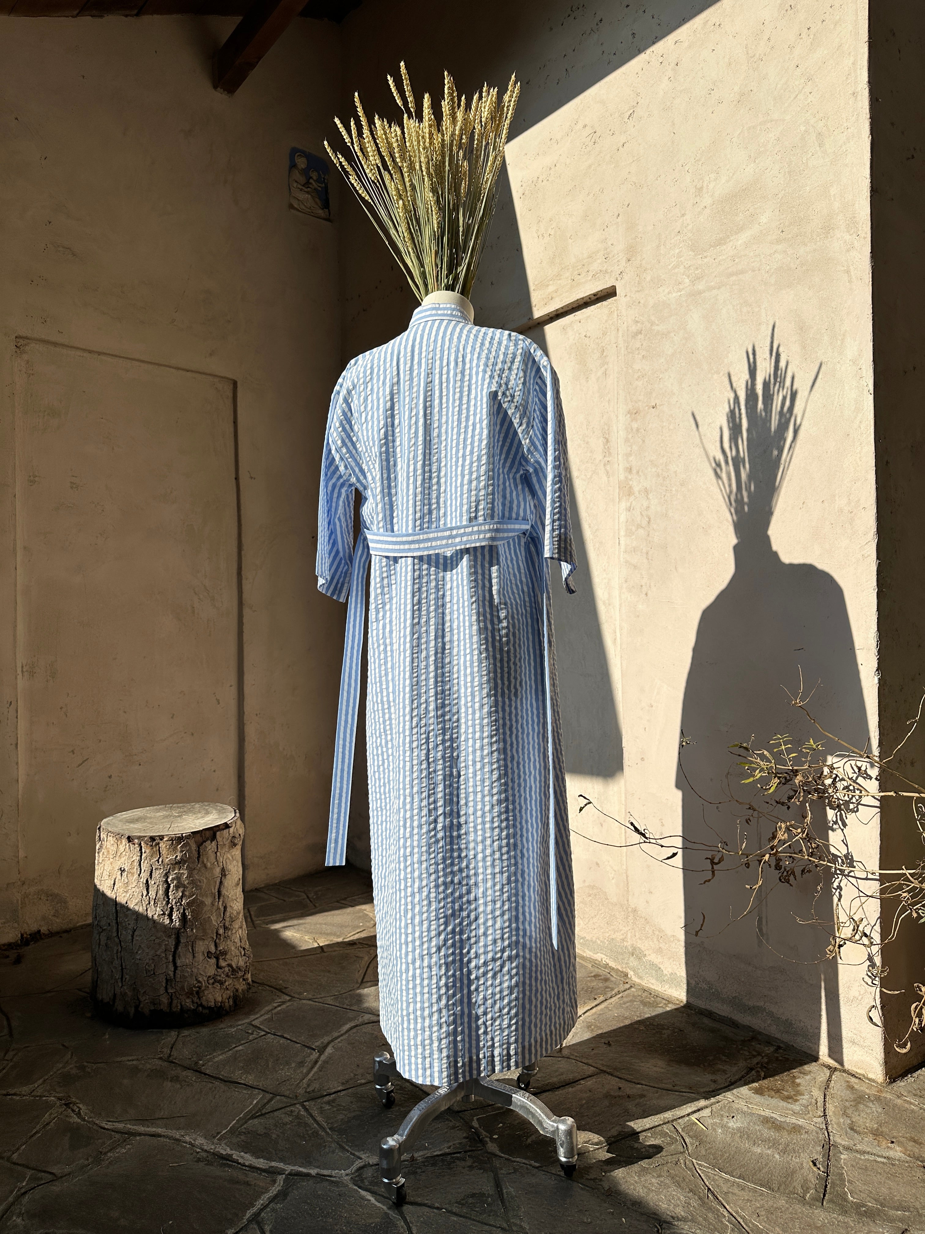 Striped Embossed Cotton Kimono